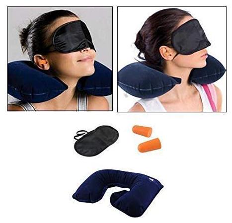

Aryshaa 3 in 1 Travel Selection Comfort Neck Pillow Travel Kit with Eye Mask and 2 Ear Plugs Assorted Colours (Pack of 2)