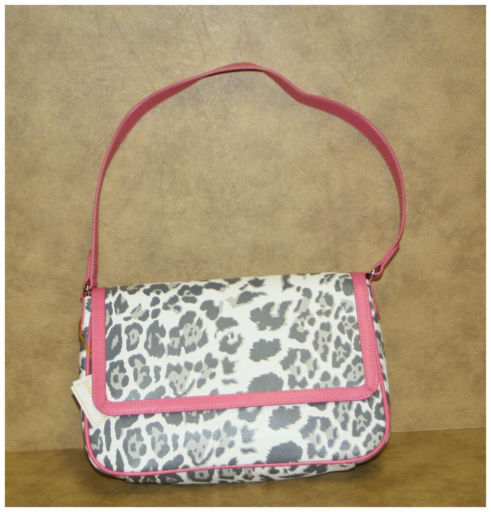 

Baekgaard Purse Leather Slim Shoulder Satchel White Gray Pink Snow Leopard
