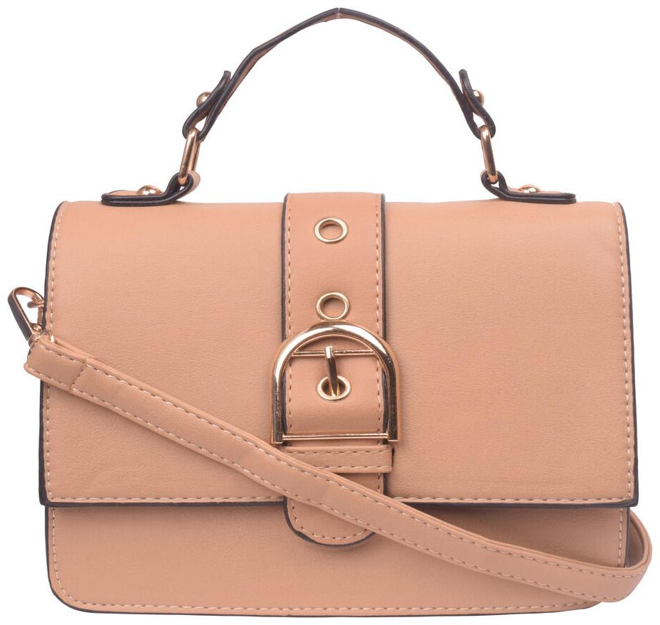 

Bagkok Beige PU Solid Crossbody Bag