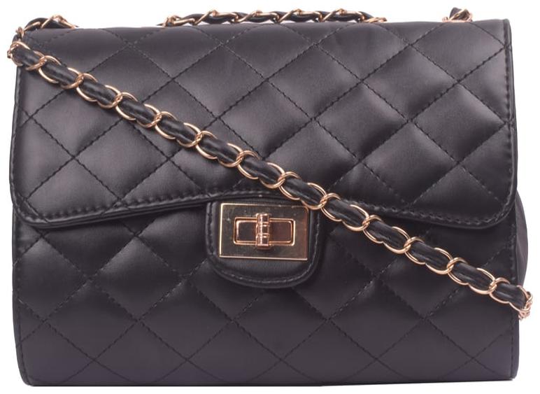 

Bagkok Black PU Solid Crossbody Bag