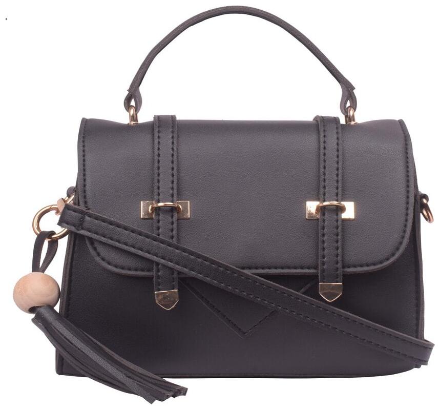 

Bagkok Black PU Solid Crossbody Bag