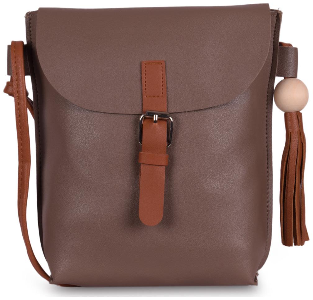 

Bagkok Brown PU Solid Crossbody Bag