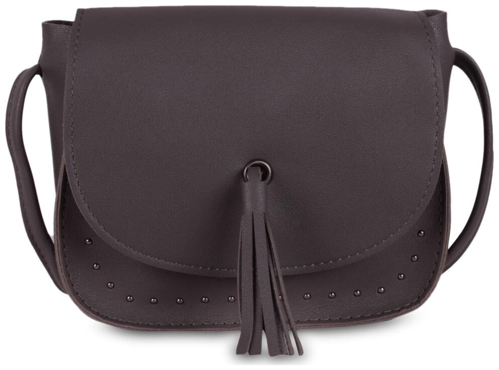 

Bagkok Grey PU Solid Crossbody Bag