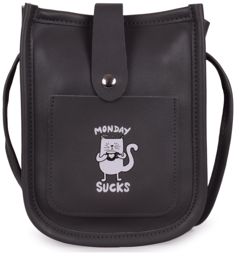 

Bagkok Grey PU Solid Crossbody Bag