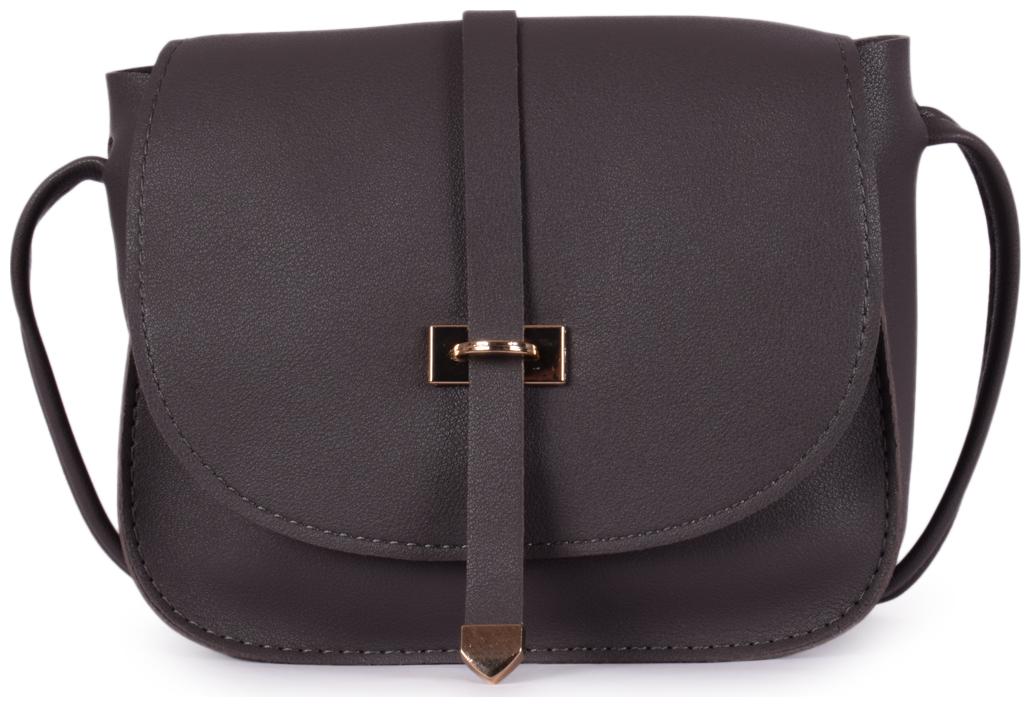 

Bagkok Grey PU Solid Crossbody Bag