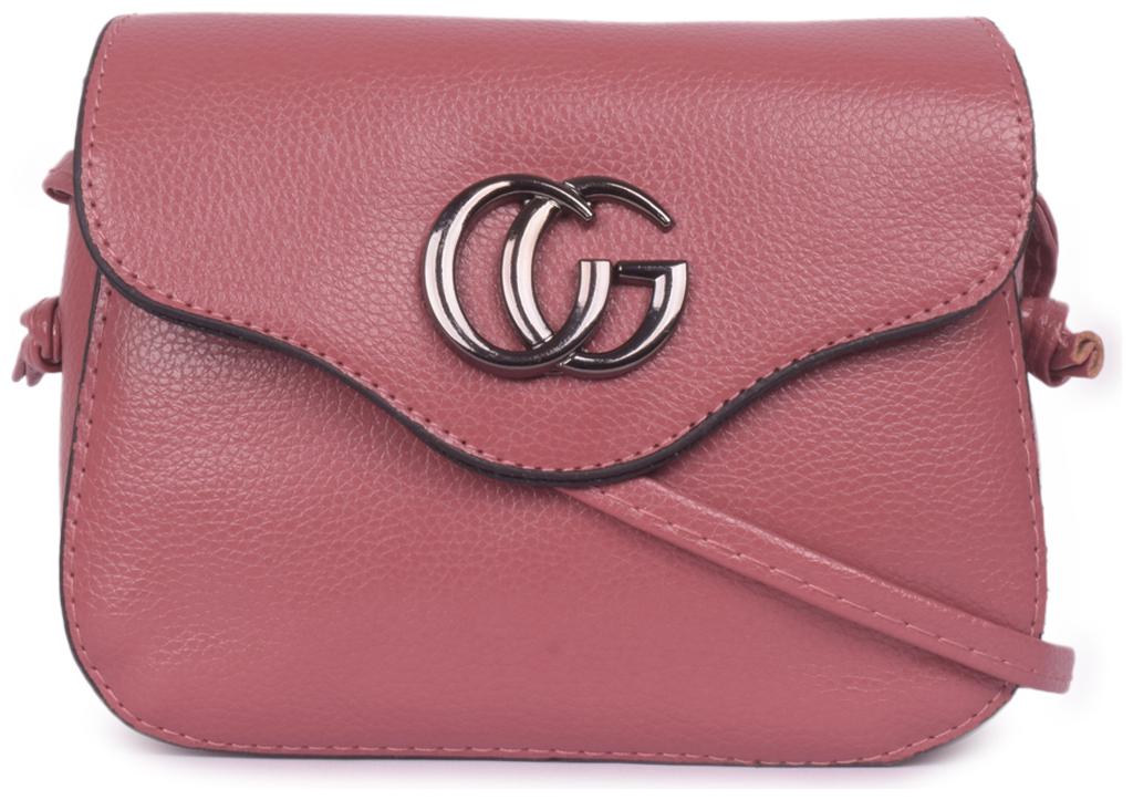 

Bagkok Pink PU Solid Sling Bag
