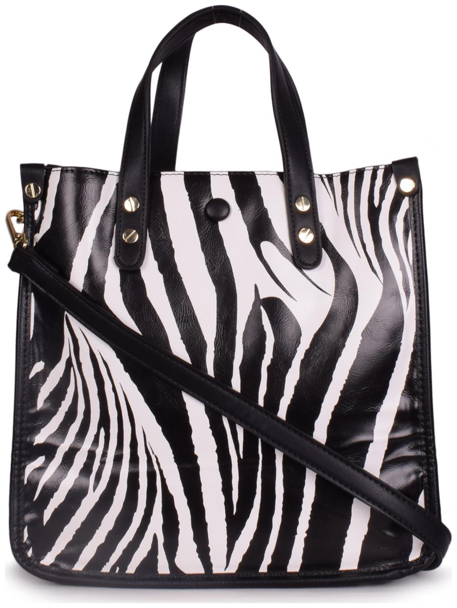 

Bagkok Black White PU Satchel