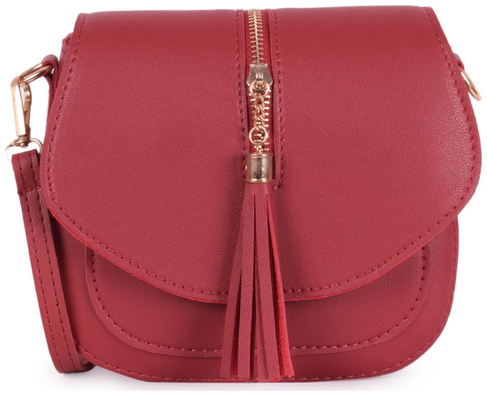 

Bagkok Red PU Solid Crossbody Bag