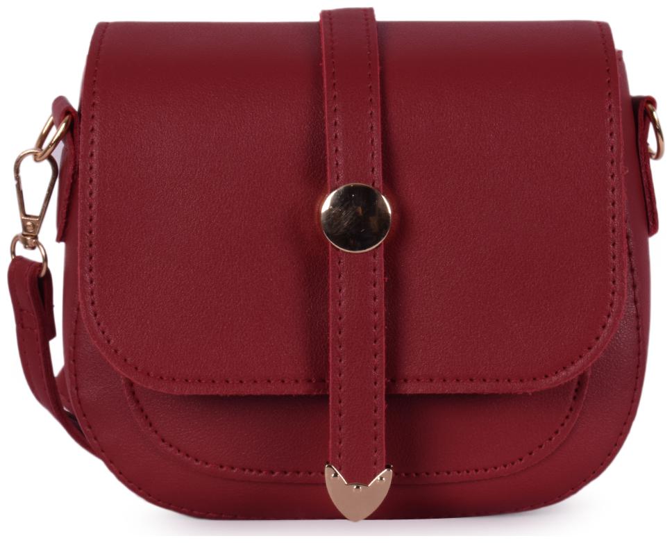 

Bagkok Red PU Solid Crossbody Bag