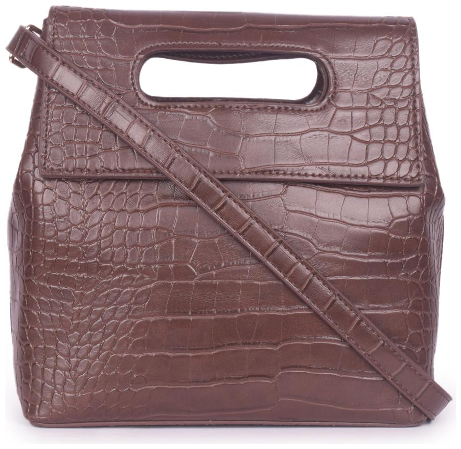

Bagkok Brown PU Solid Sling Bag