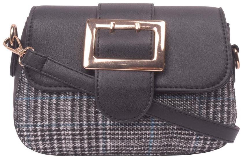 

Bagkok Black PU Checked Crossbody Bag
