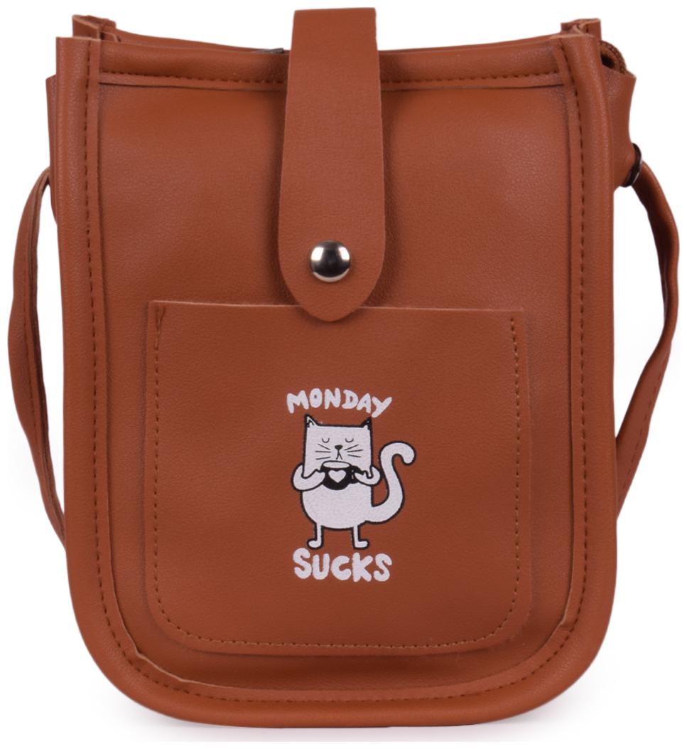 

Bagkok Tan PU Solid Crossbody Bag