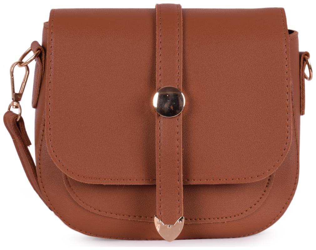 

Bagkok Tan PU Solid Crossbody Bag