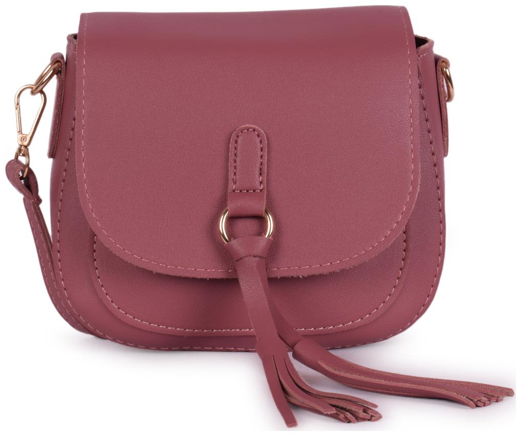 

Bagkok Pink PU Solid Crossbody Bag