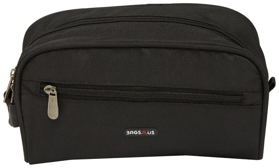 

BagsRUs Black Compact Faux Leather Toiletry Organizer Cosmetic Bag Travel Kit Bag (TK106EBL)