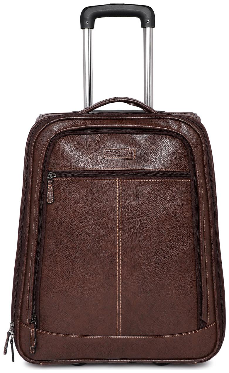 

BagsRus Faux Leather 51 cms Brown Softsided Carry-On Laptop Cabin Trolley Cabin Size Soft Luggage Bag ( Brown 2 Wheels )
