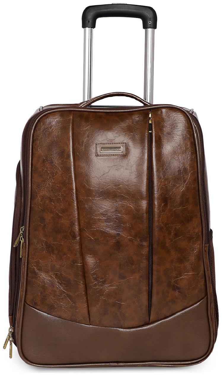 

BagsRus Faux Leather 52 cms Tan Softsided Carry-On Laptop Cabin Trolley Cabin Size Soft Luggage Bag ( Tan 2 Wheels )