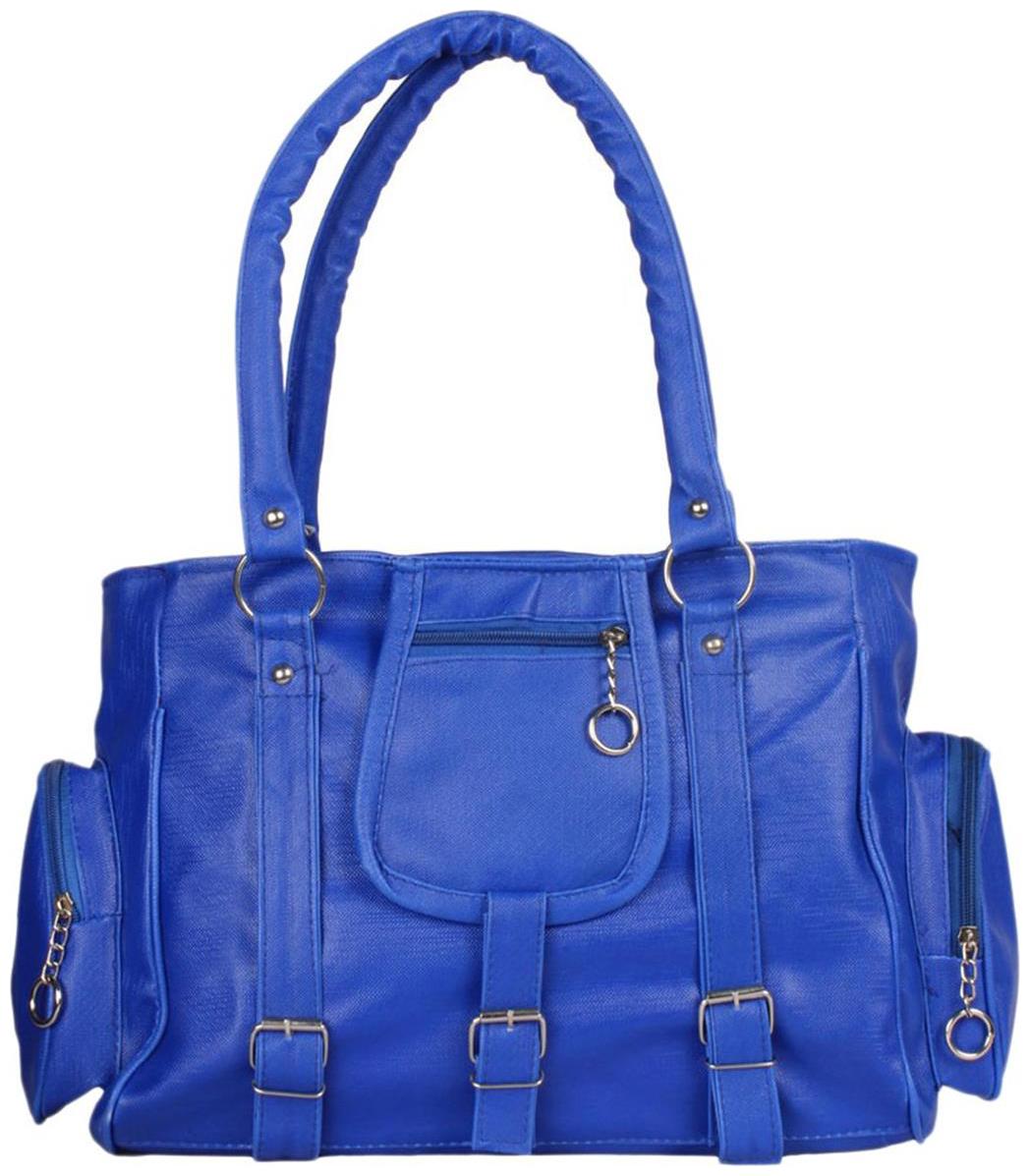 

Bellina Blue Faux Leather Handheld Bag