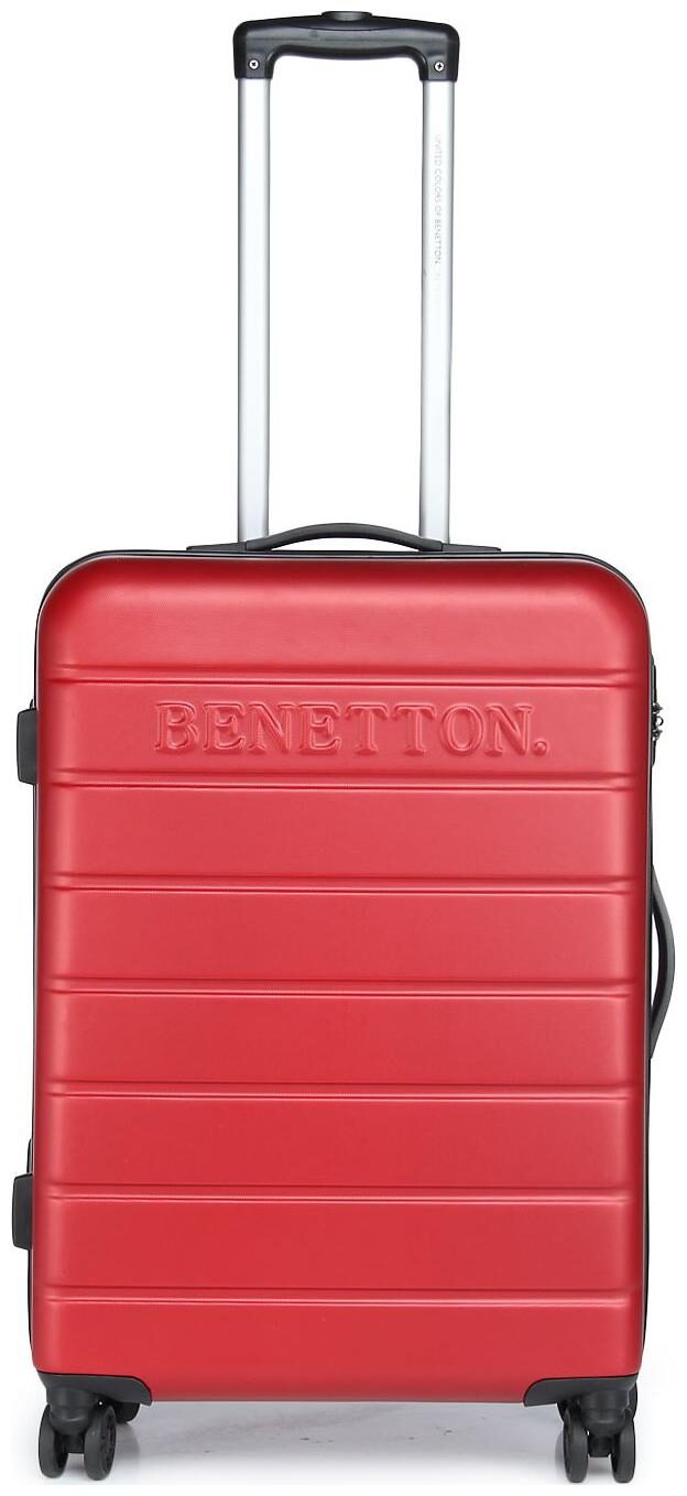 

United Colors Of Benetton Medium Size Hard Luggage Bag ( Red 4 Wheels )