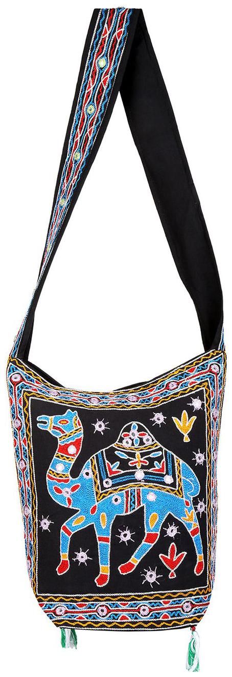 

Black Blue Ethnic Sling Bag Mirror Work Cotton Sling Bags For Girls 15 X 7 X 15 Sling Bags For Women Camel Girls Sling Bag By Rajrang