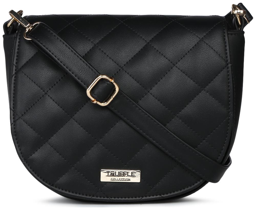 

Truffle Collection Black PU Solid Sling Bag