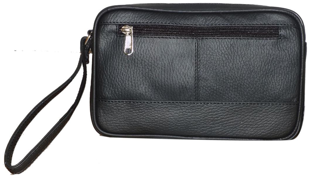 

Black Premium Quality Leather Travel Toiletry Kit Money Hand Bag