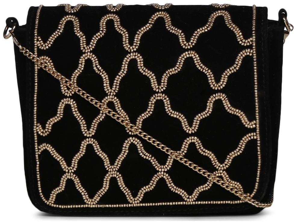 

Truffle Collection Black PU Solid Sling Bag
