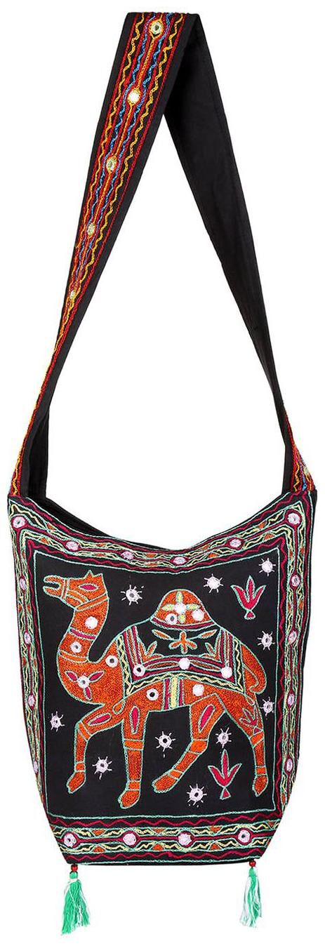 

Black Red Ethnic Sling Bag Mirror Work Cotton Sling Bags For Girls 15 X 7 X 15 Sling Bags For Women Camel Girls Sling Bag By Rajrang