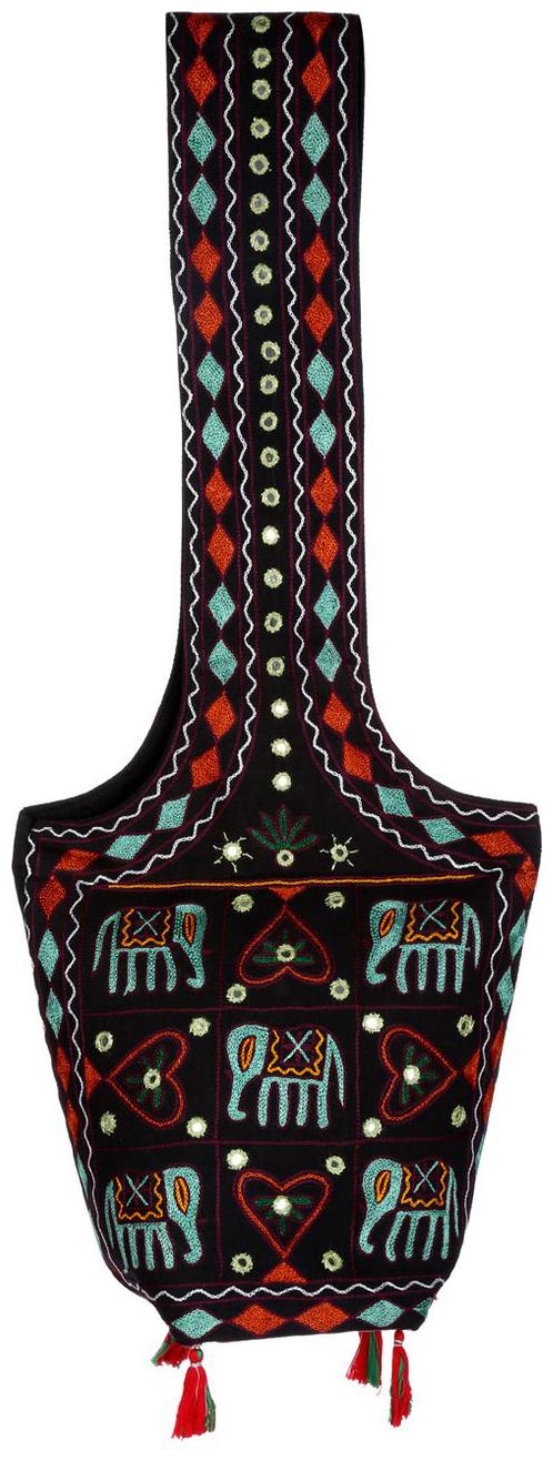 

Black Turquoise Ethnic Sling Bag Mirror Work Cotton Sling Bags For Girls 15 X 8 X 17 Sling Bags For Women Girls Sling Bag By Rajrang