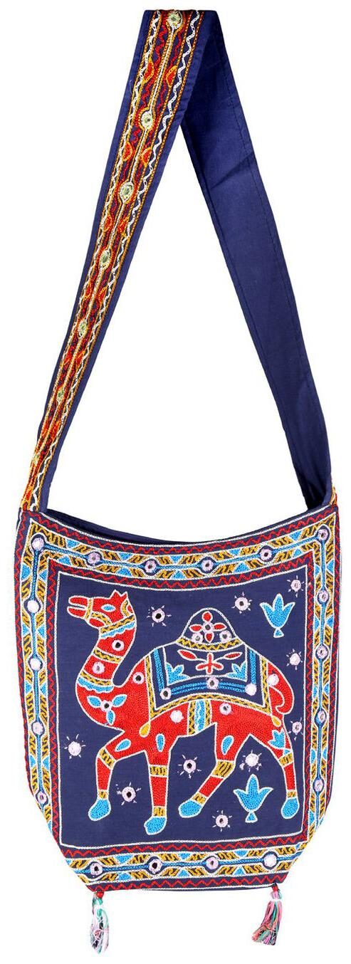 

Blue Red Ethnic Sling Bag Mirror Work Cotton Sling Bags For Girls 15 X 7 X 15 Sling Bags For Women Camel Girls Sling Bag By Rajrang