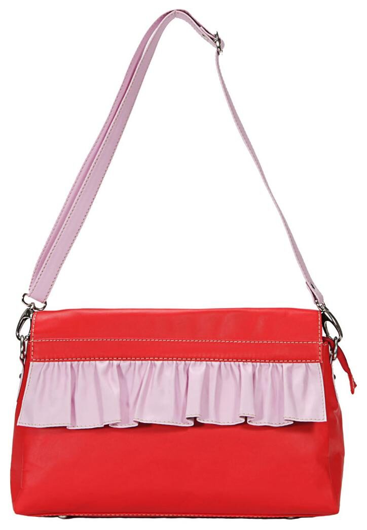 

Borsavela Red Faux Leather Handheld Bag