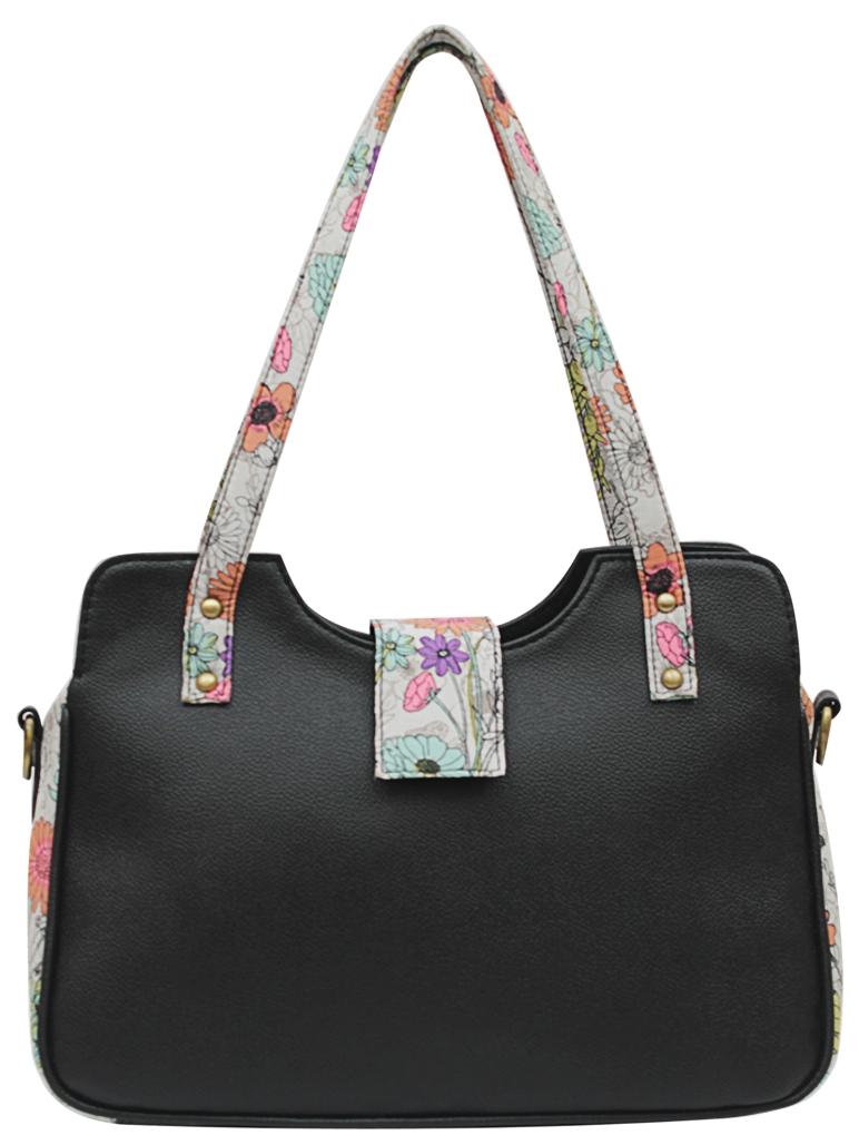

Borsavela Black Faux Leather Handheld Bag
