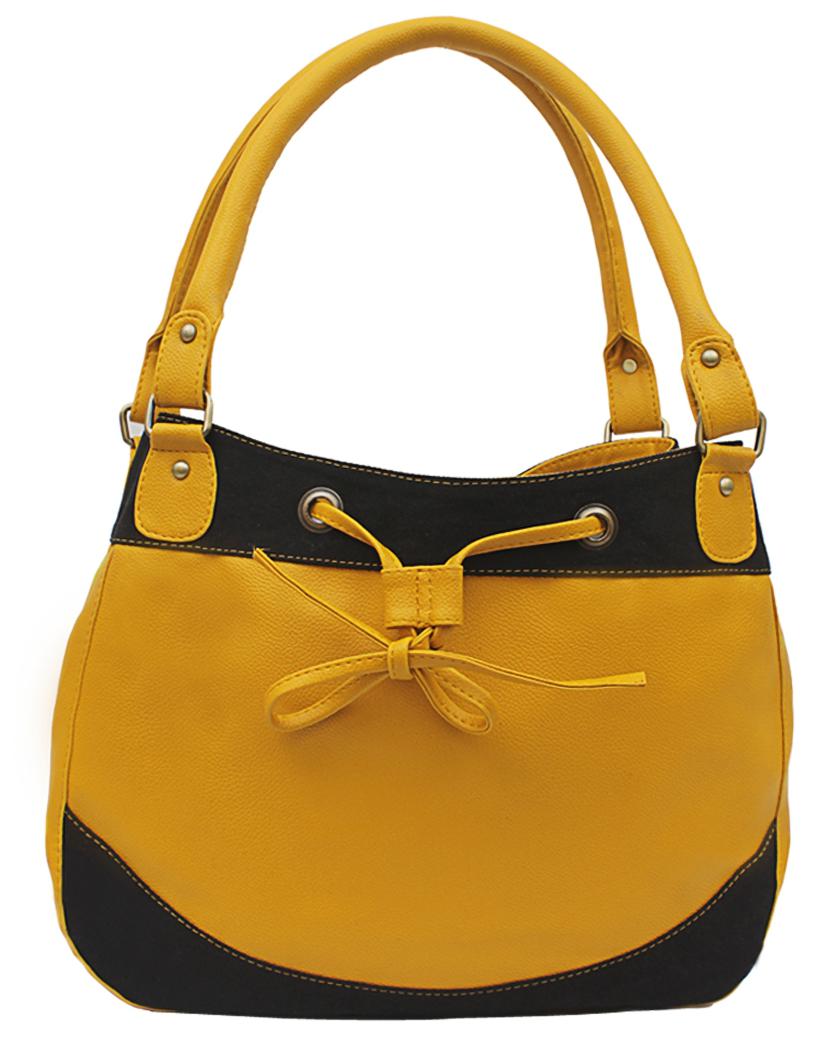 

Borsavela Yellow Faux Leather Handheld Bag