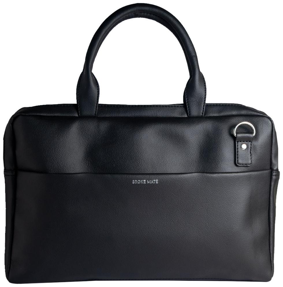 

BROKE MATE Black PU Laptop Messenger Bag