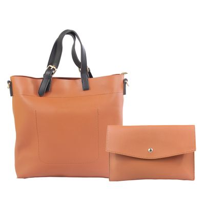 

BULLS HIDE Tan Faux Leather Handheld Bag