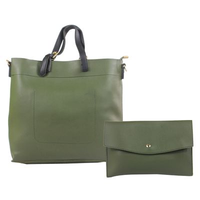 

BULLS HIDE Green Faux Leather Handheld Bag