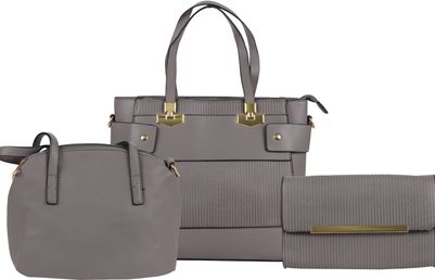 

BULLS HIDE Grey Faux Leather Handheld Bag