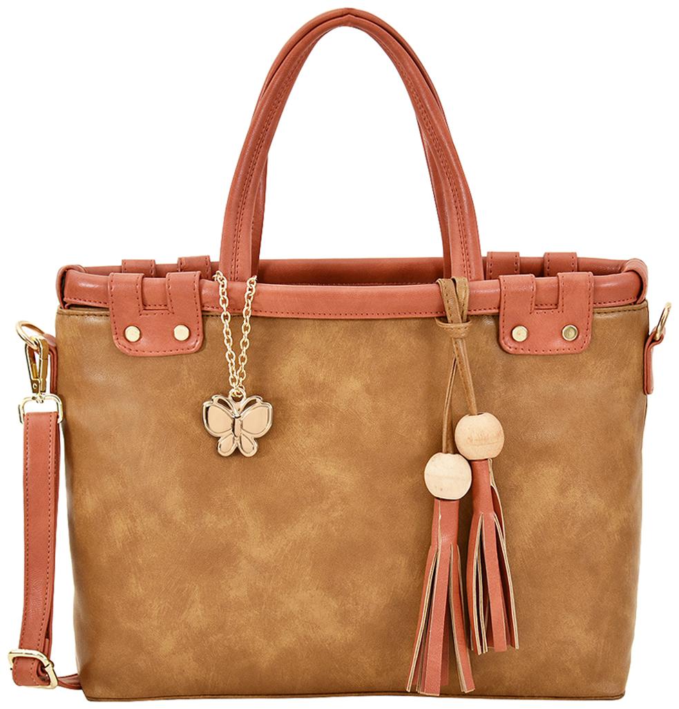 

Butterflies Beige PU Handheld Bag