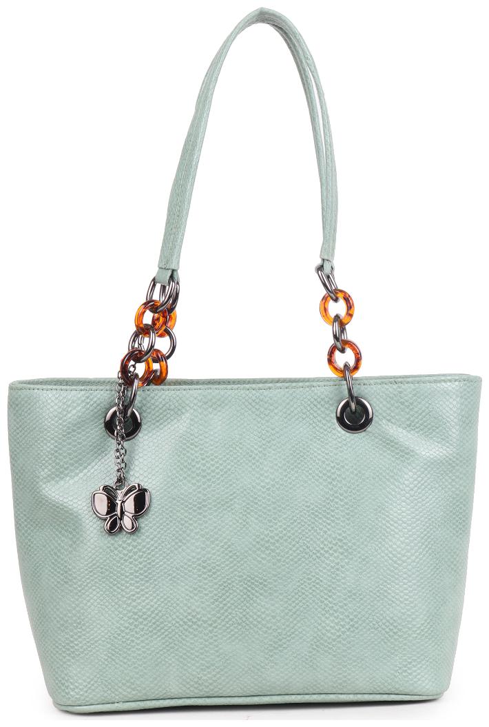 

Butterflies Green Faux Leather Handheld Bag