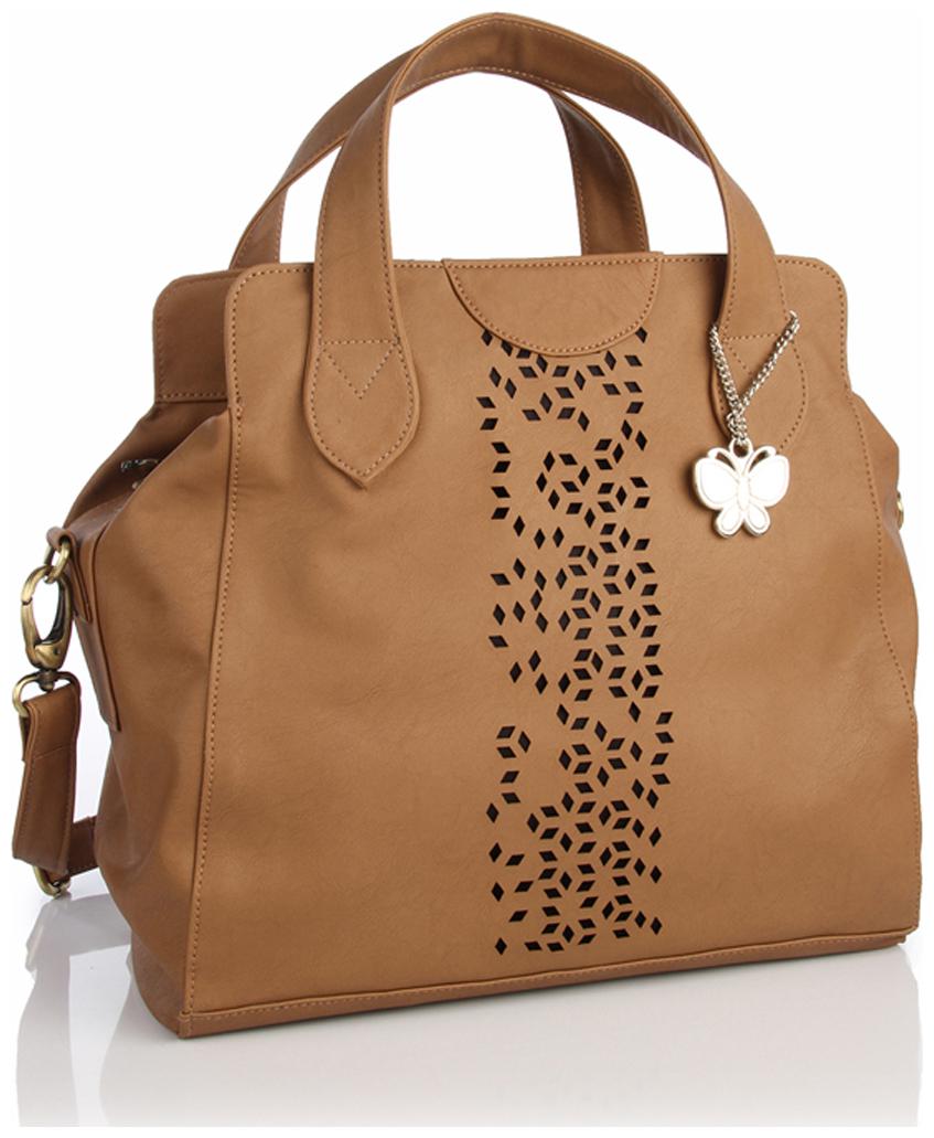 

Butterflies Brown Faux Leather Handheld Bag