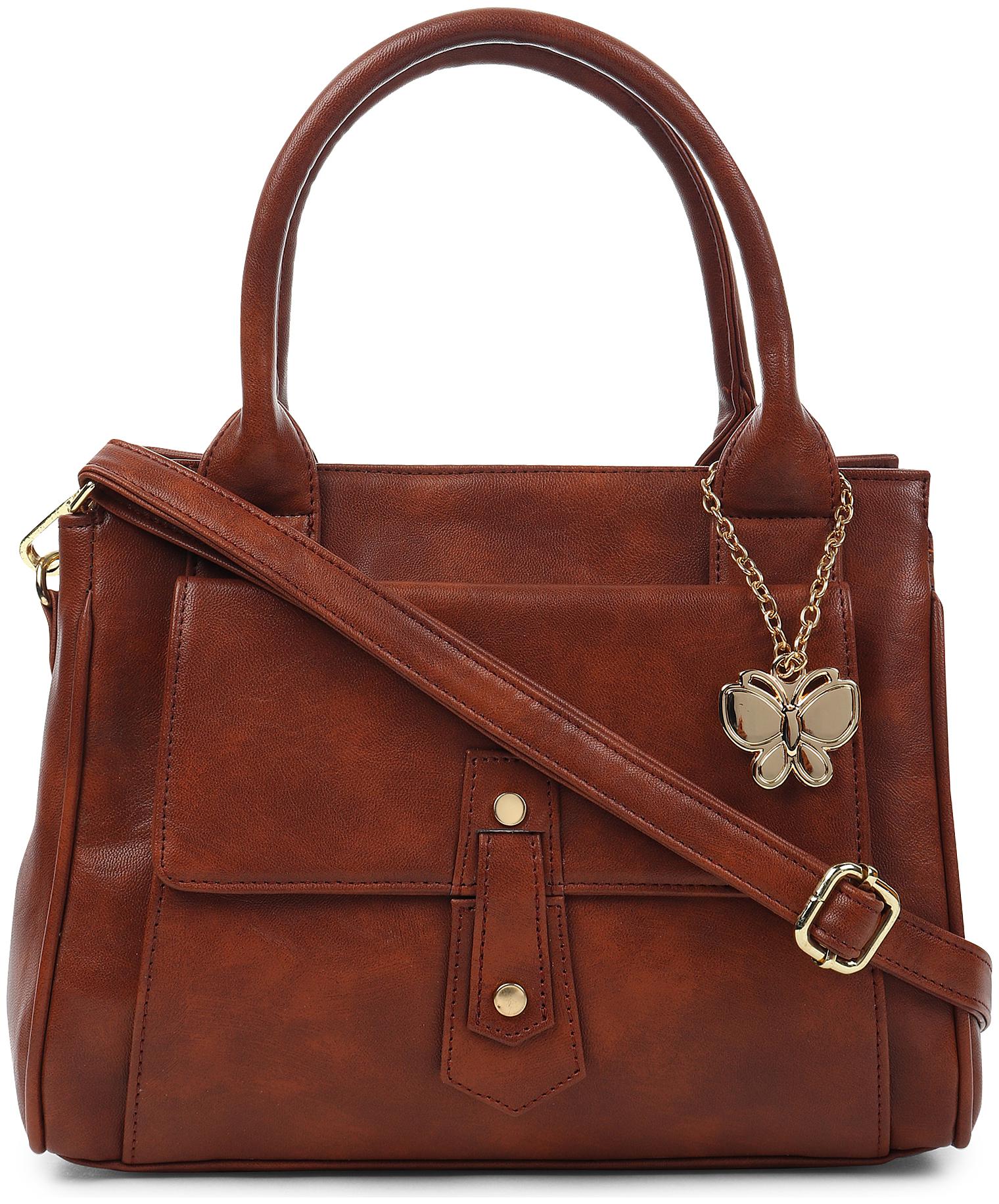 

Butterflies Tan PU Handheld Bag - Handbag