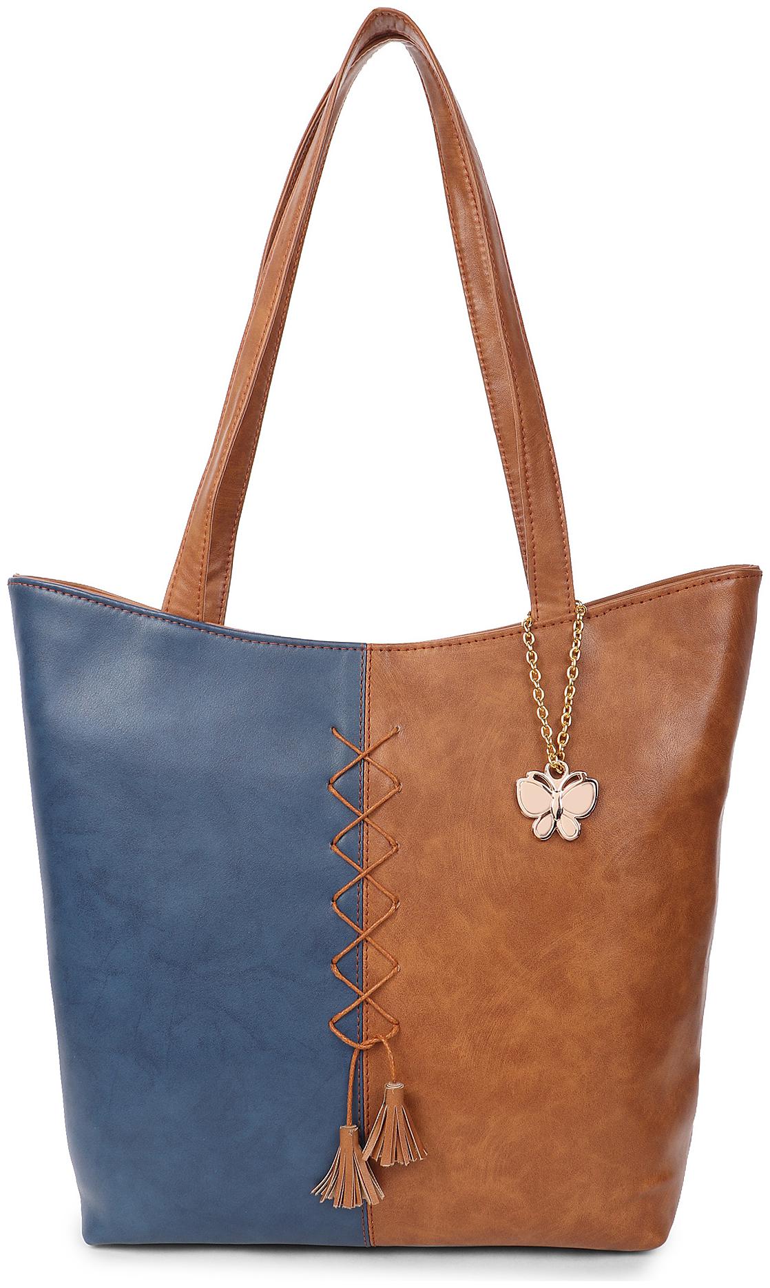 

Butterflies Tan PU Handheld Bag - Handbag