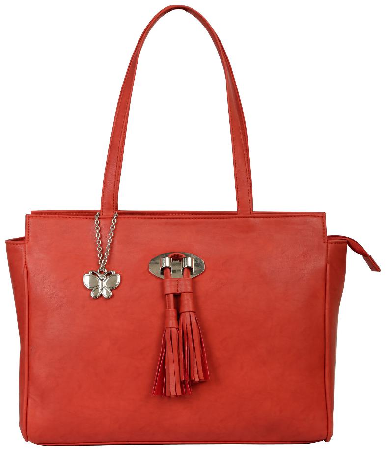 

Butterflies Red Faux Leather Handheld Bag