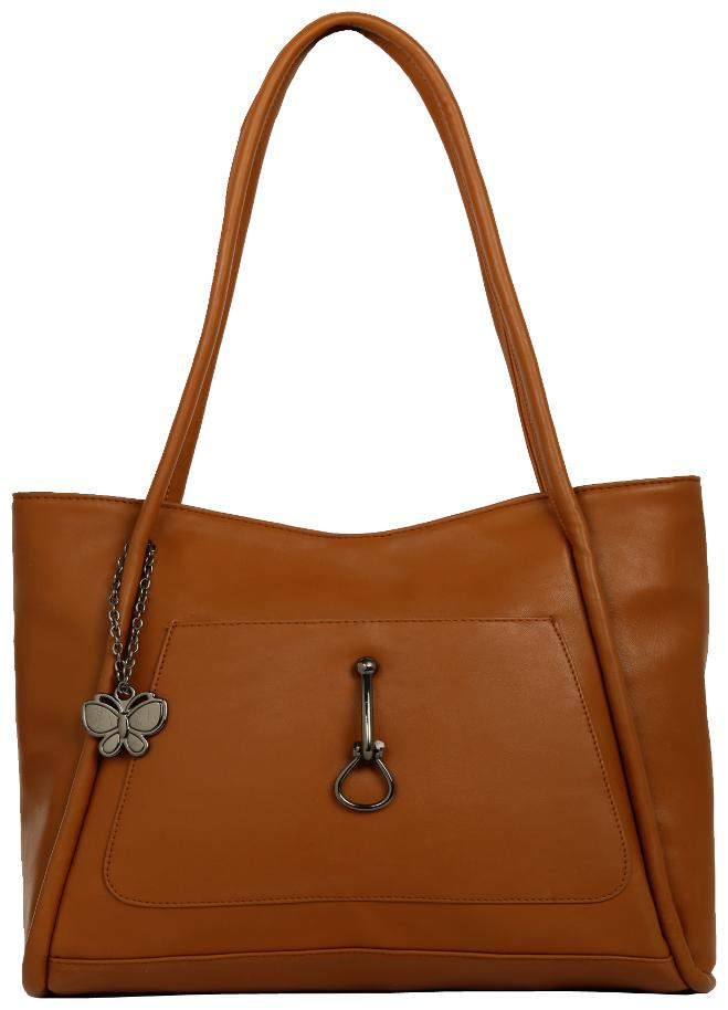 

Butterflies Tan Faux Leather Handheld Bag