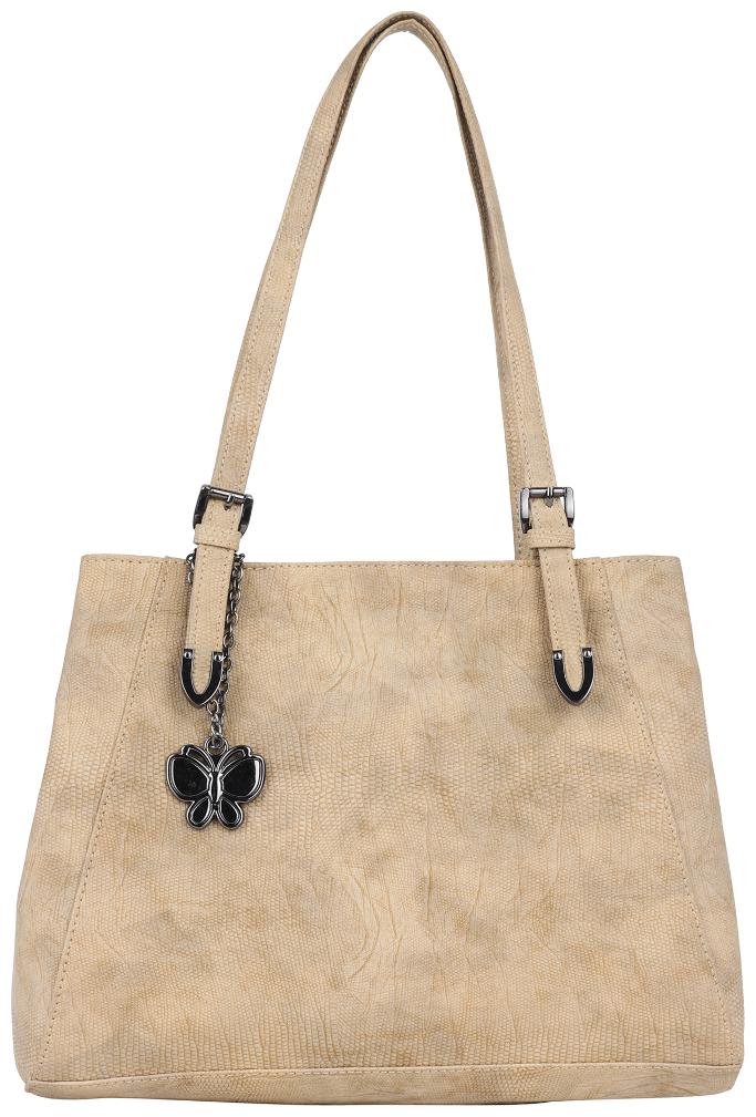

Butterflies Beige Faux Leather Handheld Bag
