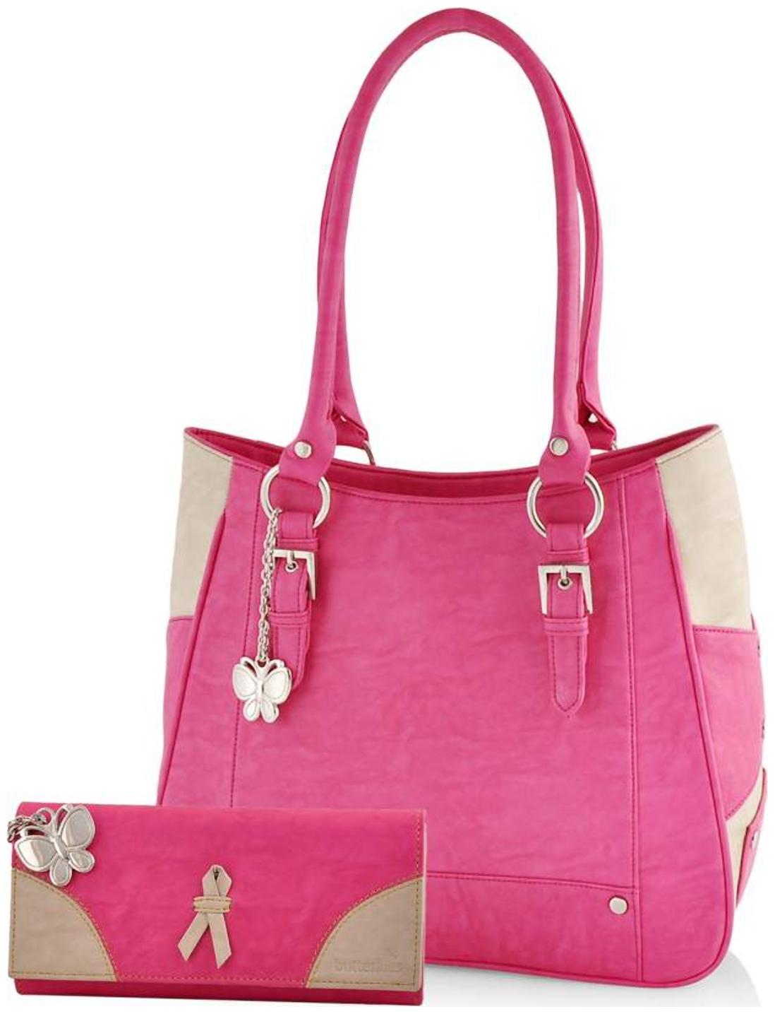 

Butterflies Pink Faux Leather Handheld Bag
