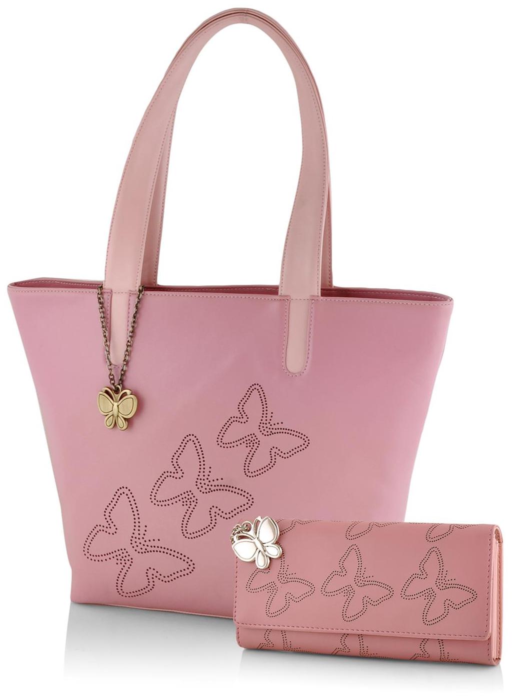 

Butterflies Pink Faux Leather Handheld Bag