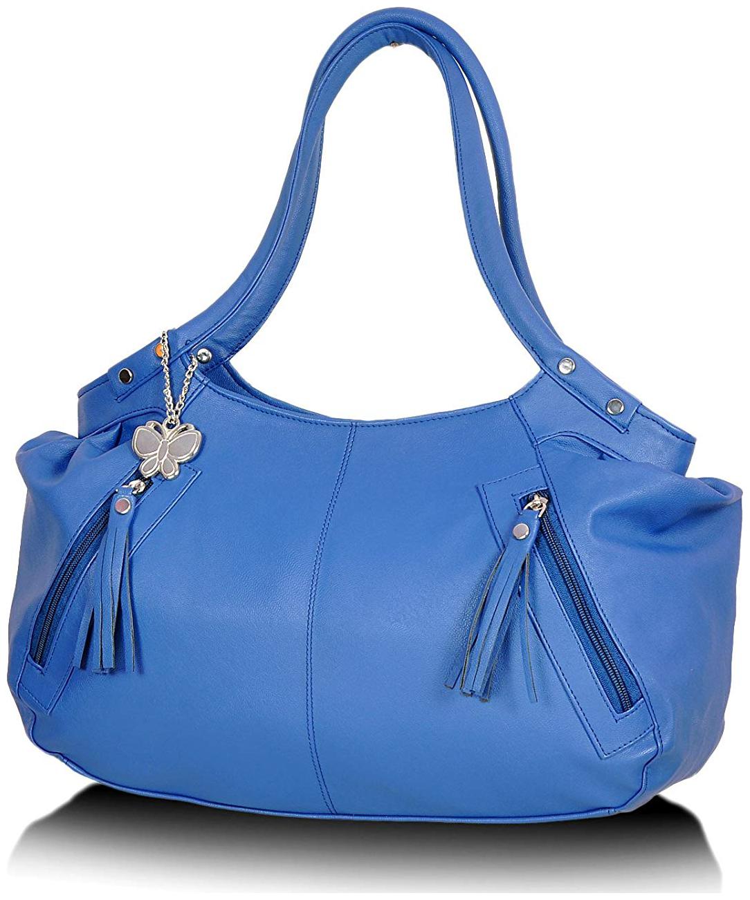 

Butterflies Blue Faux Leather Handheld Bag