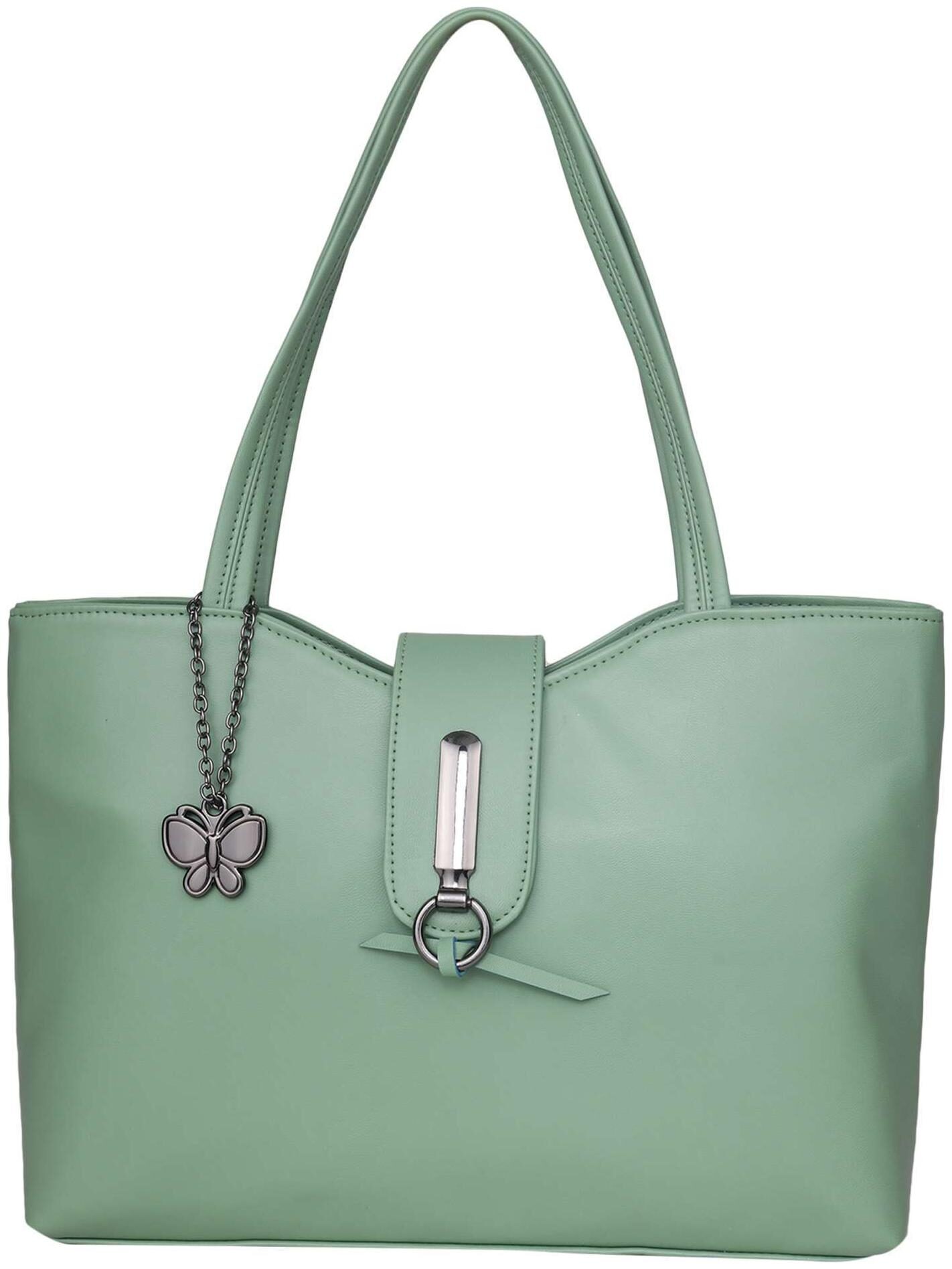

Butterflies Green Faux Leather Handheld Bag