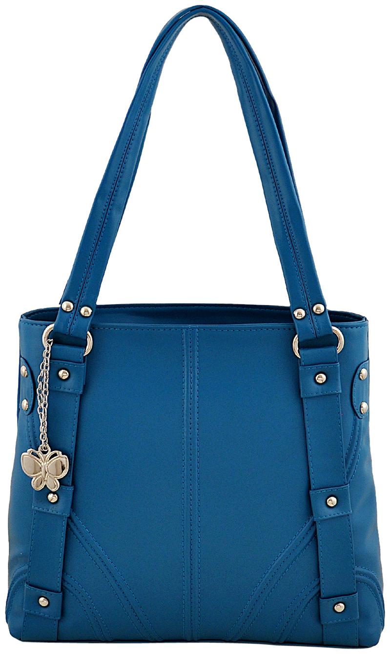 

Butterflies Blue Faux Leather Handheld Bag